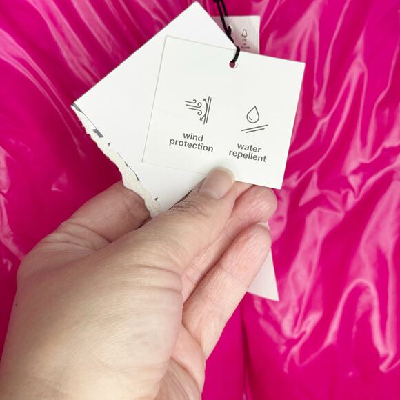 Zara Glossy Shiny Vinyl Puffer Jacket Hot Pink High Neck NEW Size Large L Baddie - Picture 6 of 16